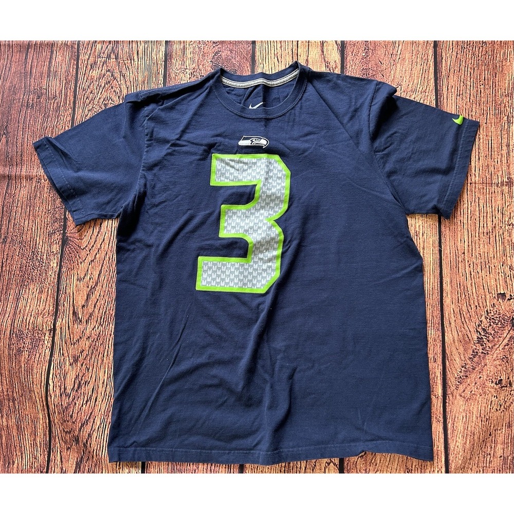 #3‎ Russell Wilson Nike Seattle Seahawks Name & Number Large T-Shirt Size L